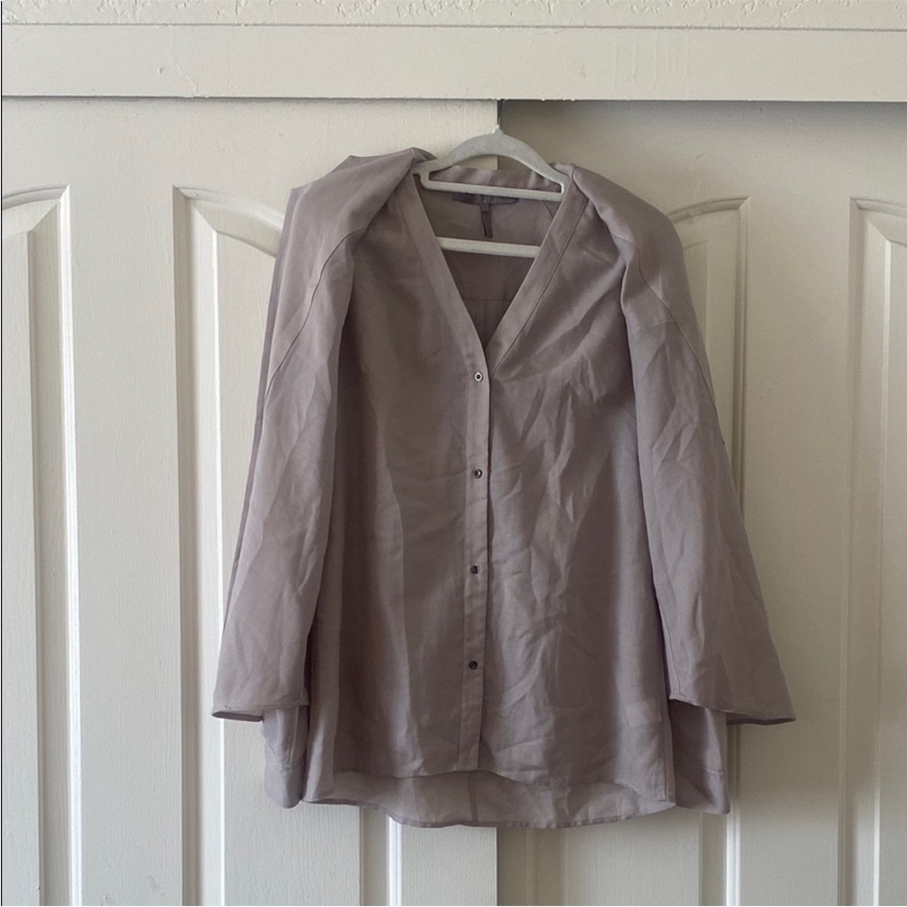 Halston Heritage Light Gray Button Down Shirt. Size S-M